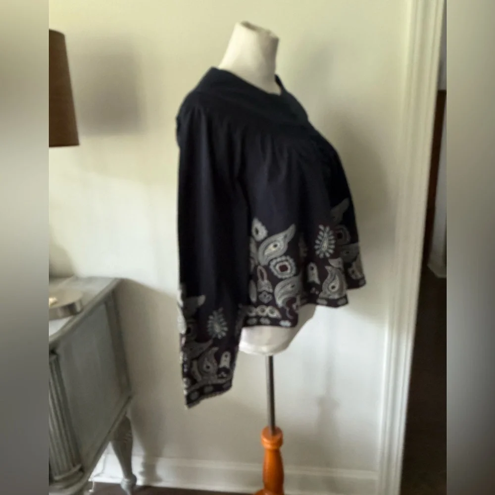 TUCKERNUCK Navy Embroidered Lucia Blouse